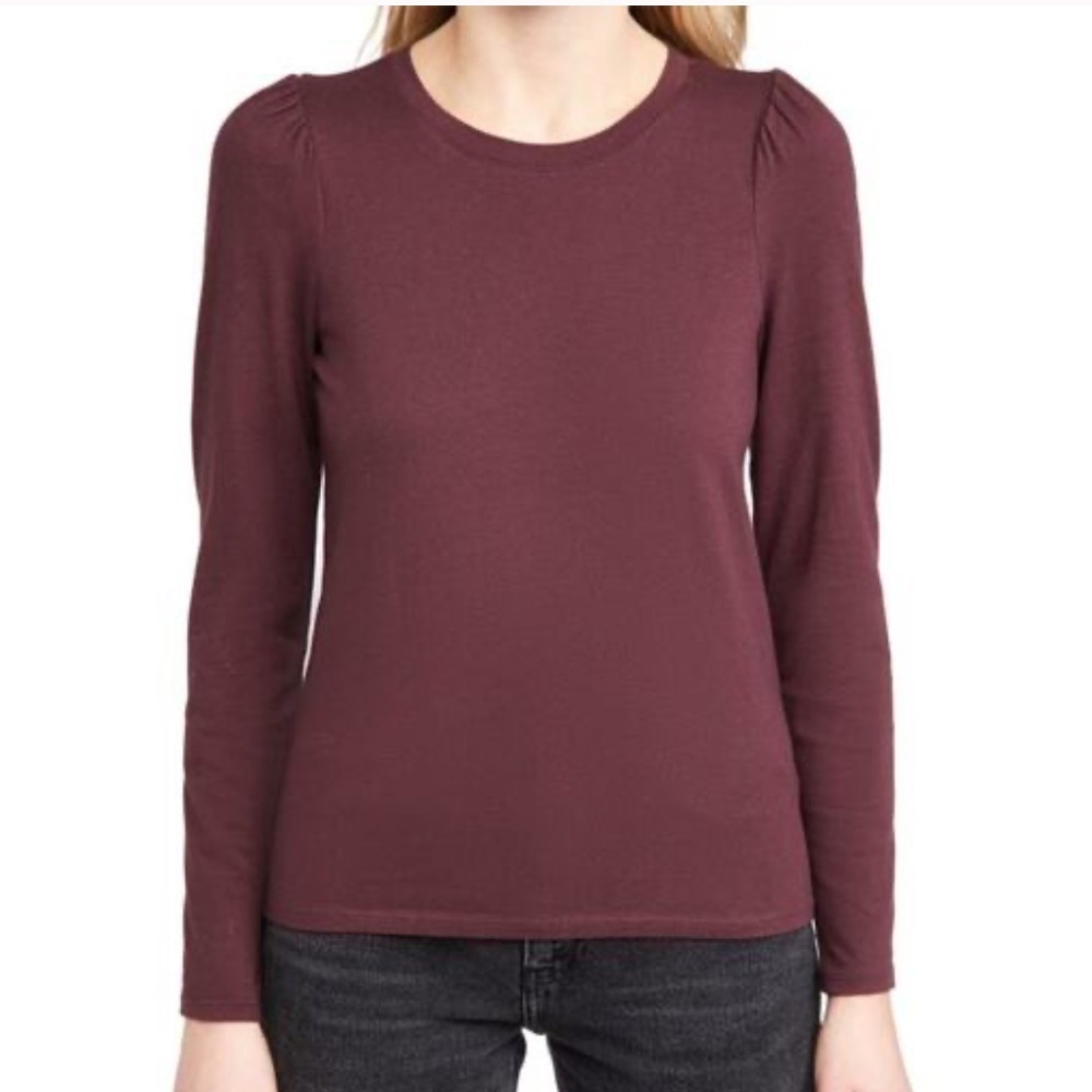Madewell (Re)sourced Cotton Puff-Sleeve long sleeve in Dark Fig size XS